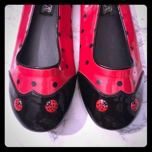 Cute!! Funtasma Lady Bug Flats Fits size 6.5 or 7